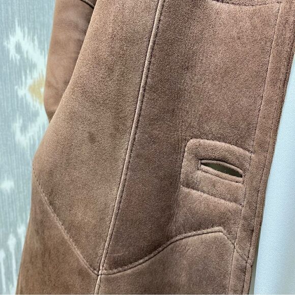 Ralph Lauren Vintage Chocolate Brown Fur Trimmed Lamb Shearling Swing Coat - Picture 15 of 16